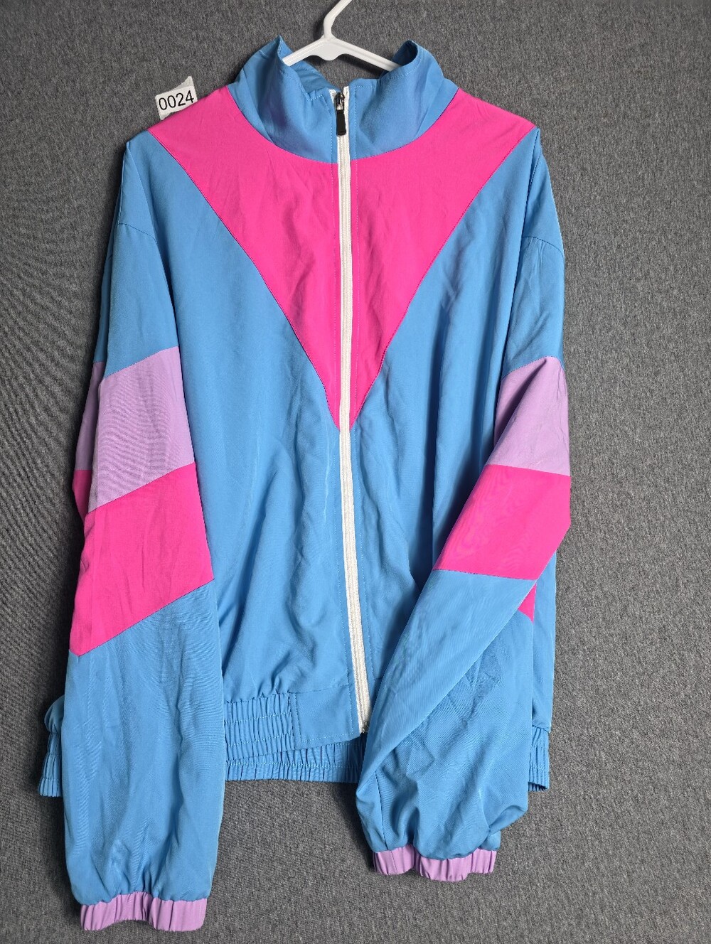 Retro 90s Blue & Pink Colorblock Track Jacket XXL Golden Girls. Athleisure